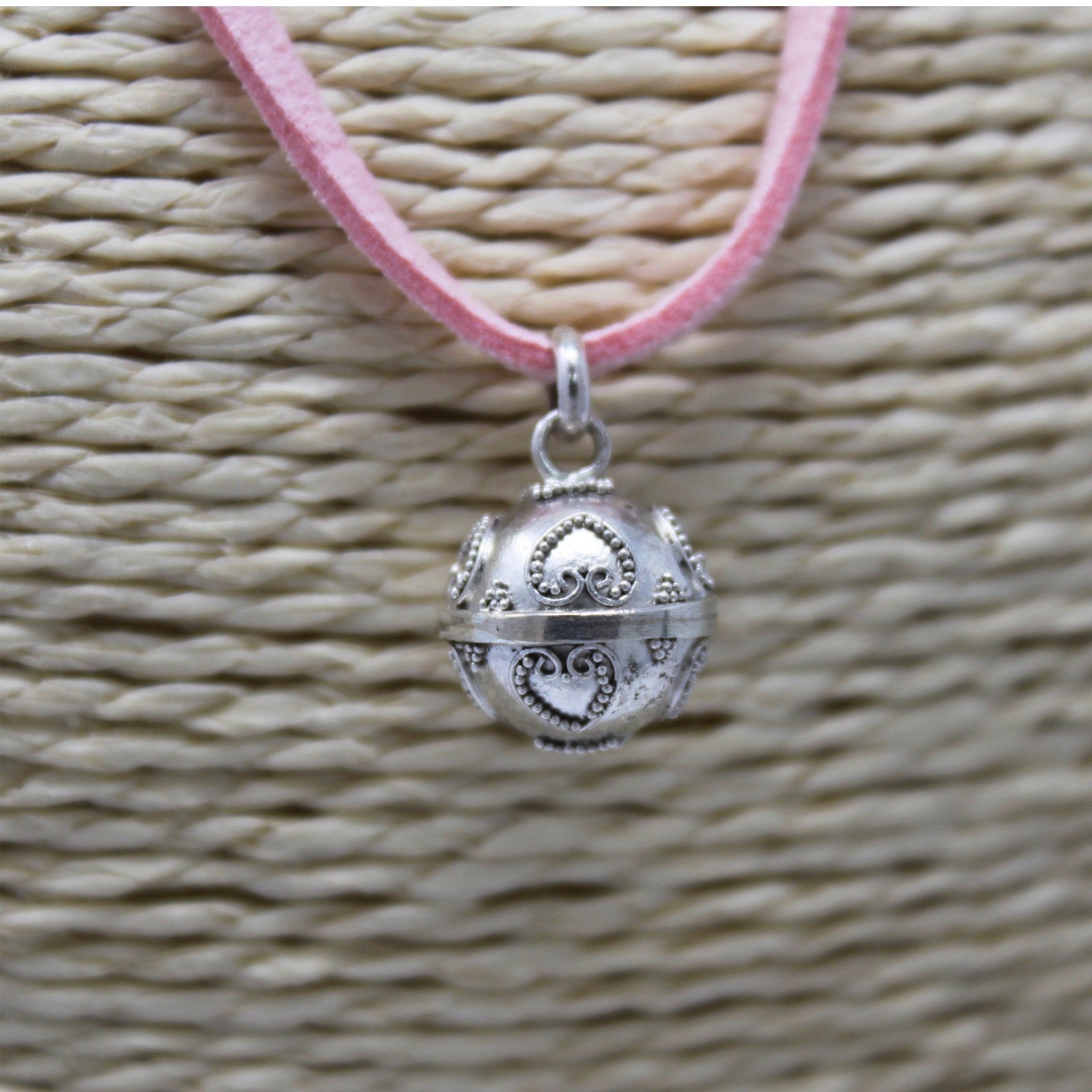Silver Angel Bell with 12mm Love Charm Pendant