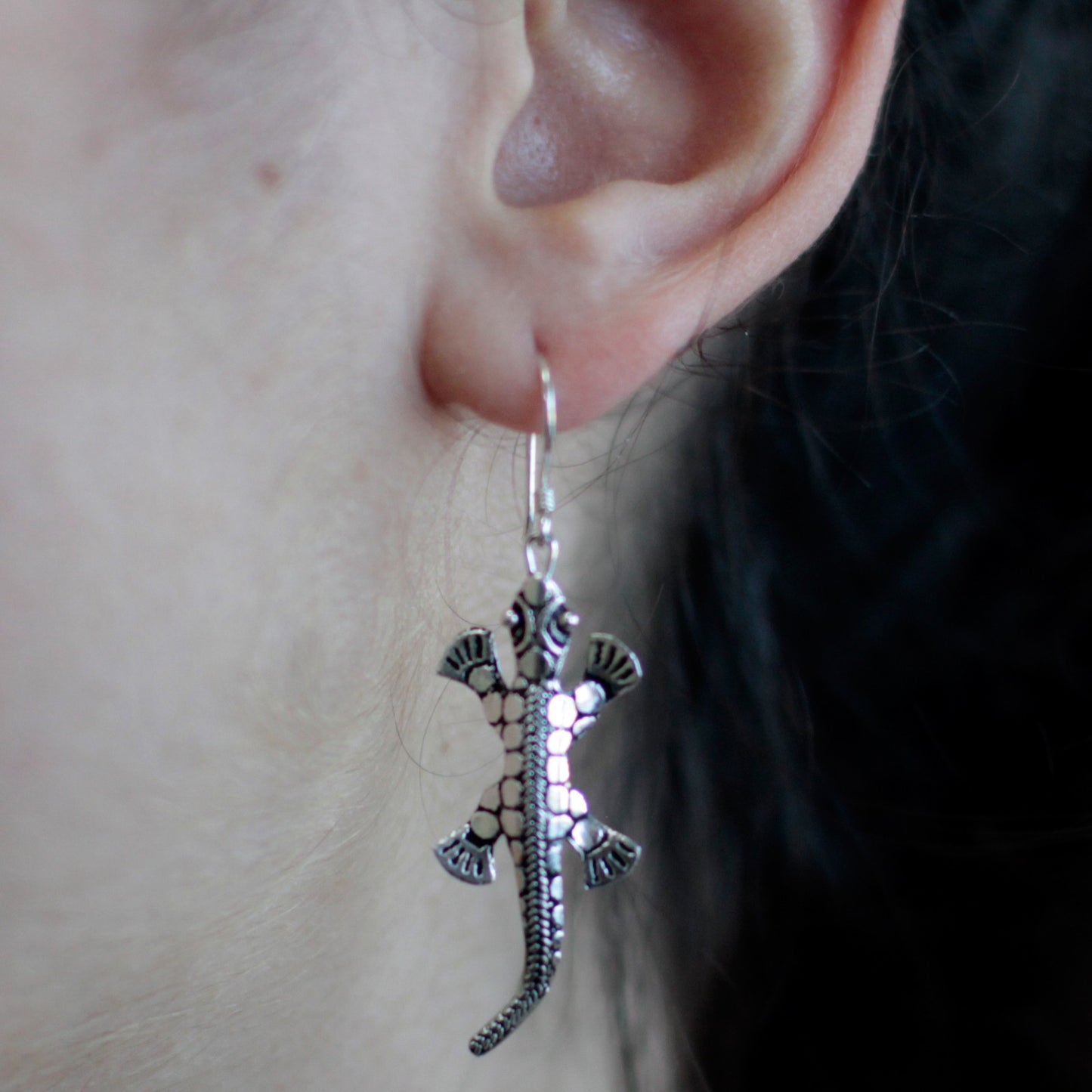 Silver Lizard Earrings