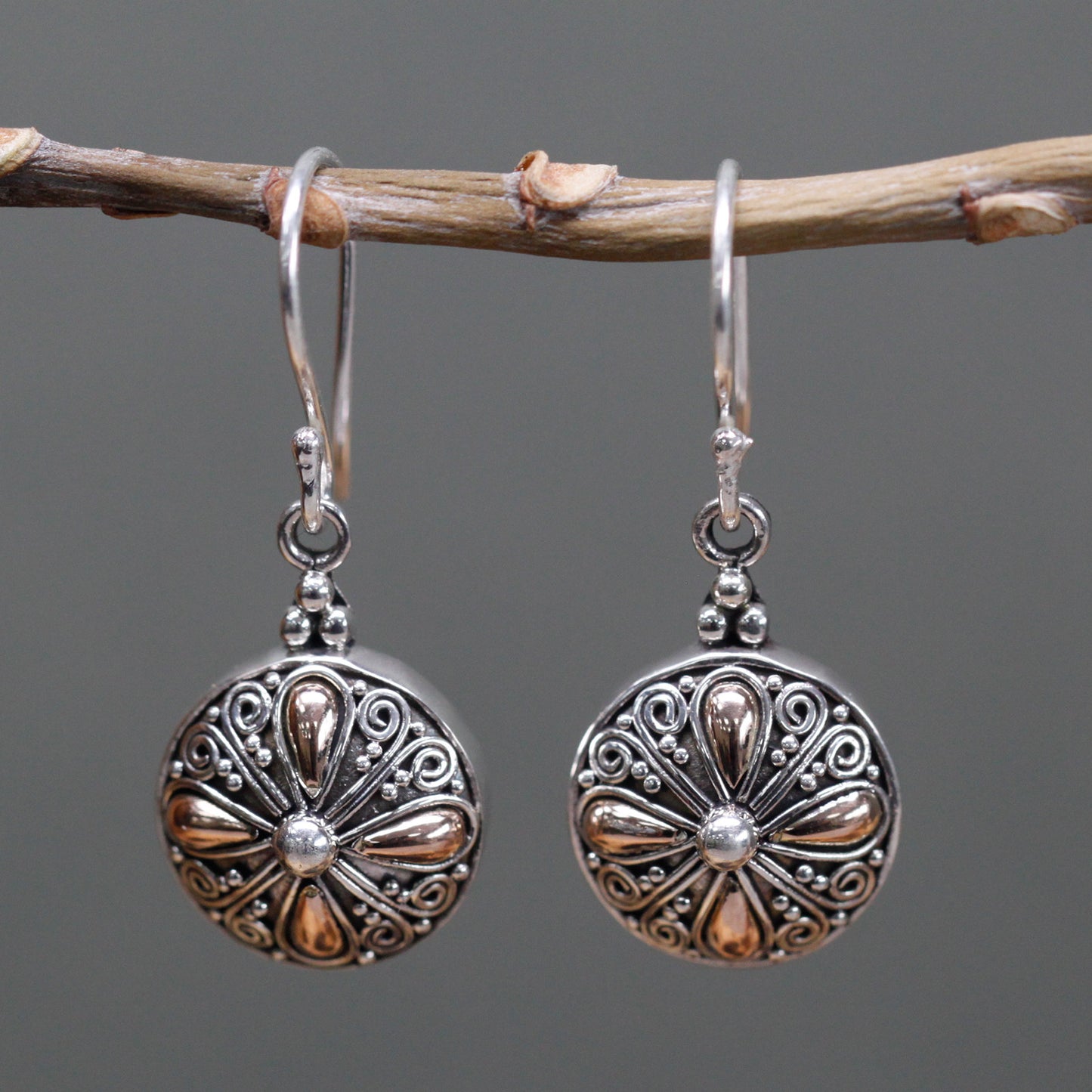 Silver and Gold Classic Round Earrings