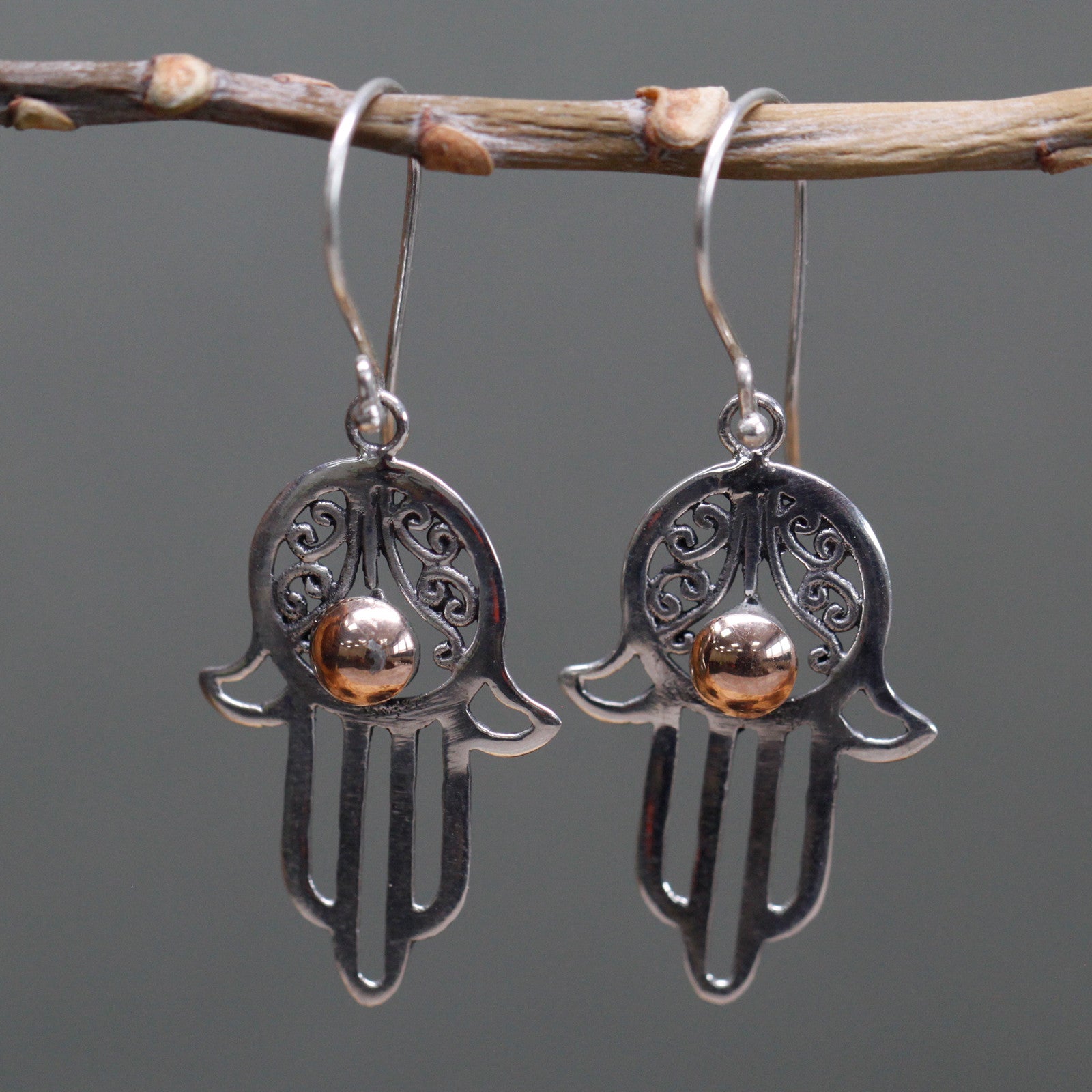 Silver and Gold Hamsa Earrings