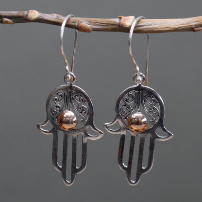Silver and Gold Hamsa Earrings