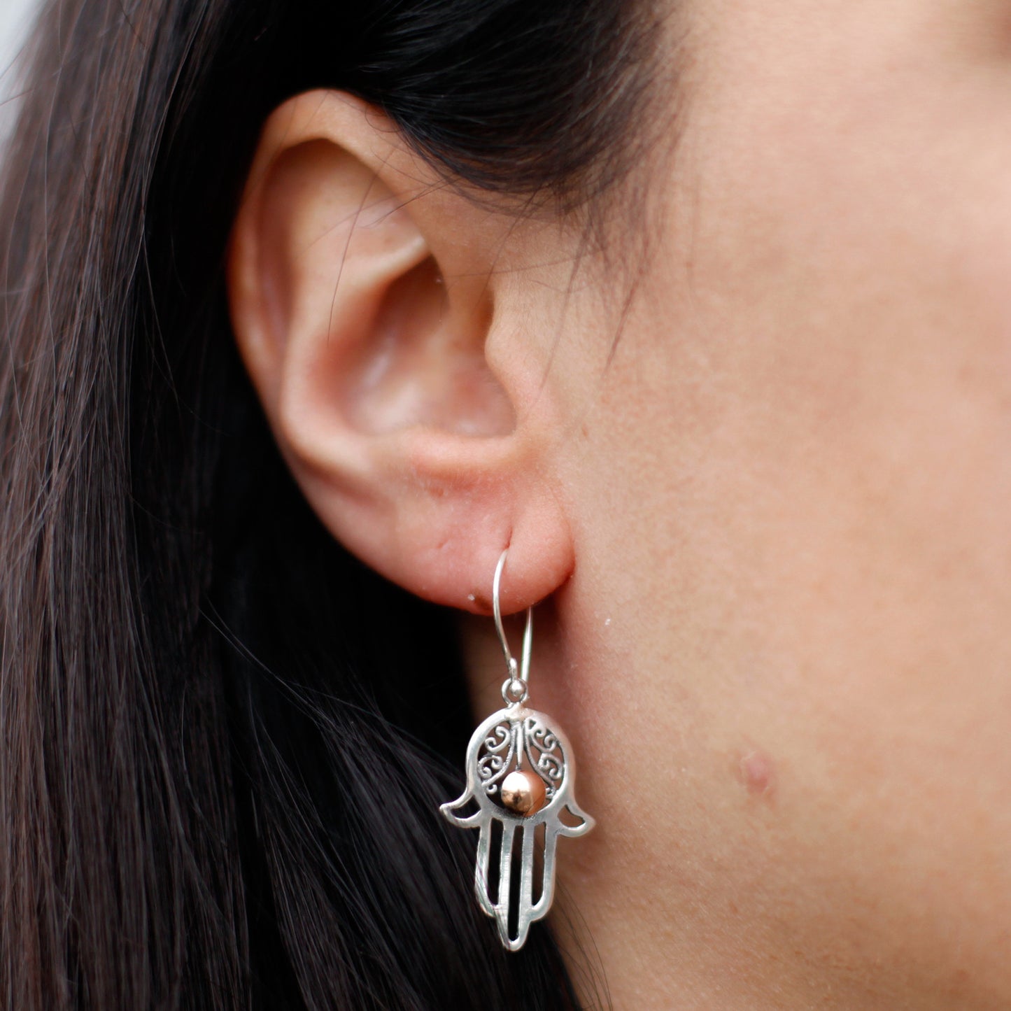 Silver and Gold Hamsa Earrings
