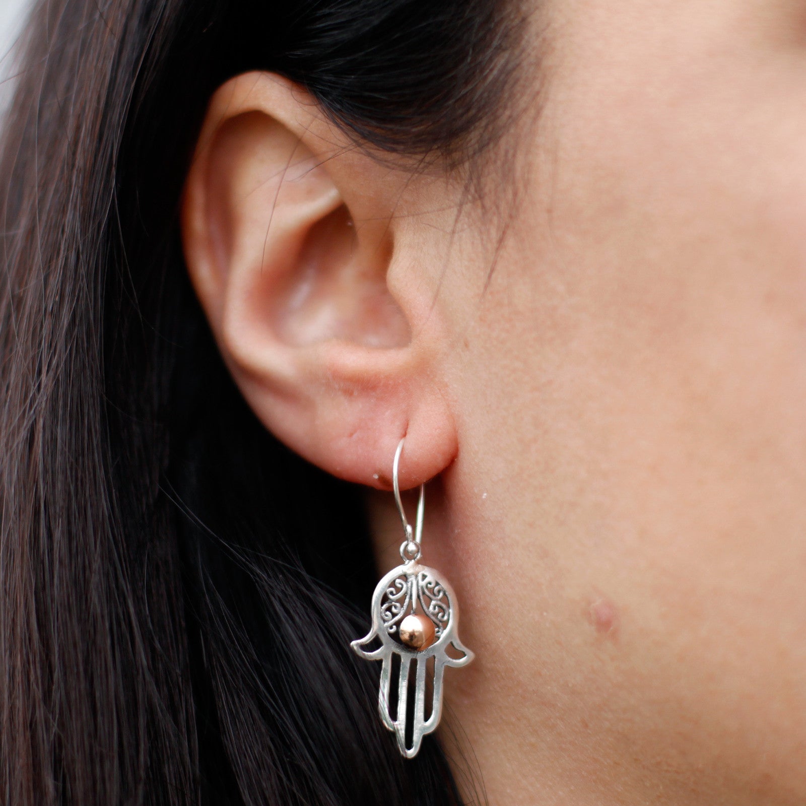 Silver and Gold Hamsa Earrings