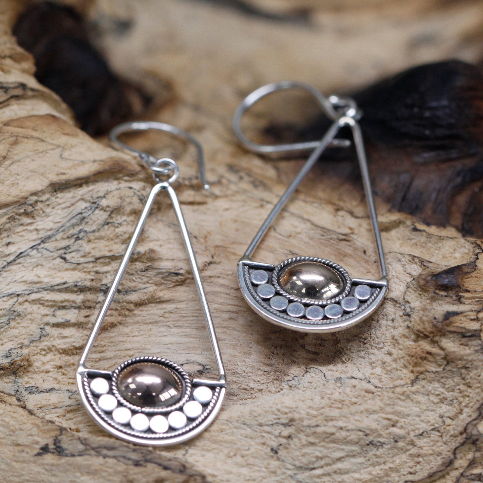 Silver and Gold Luna Balance Earrings