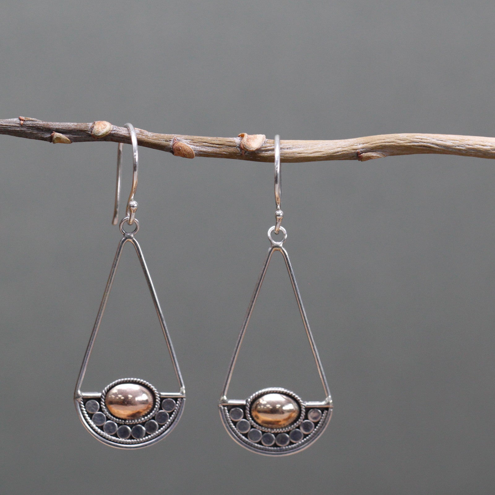Silver and Gold Luna Balance Earrings