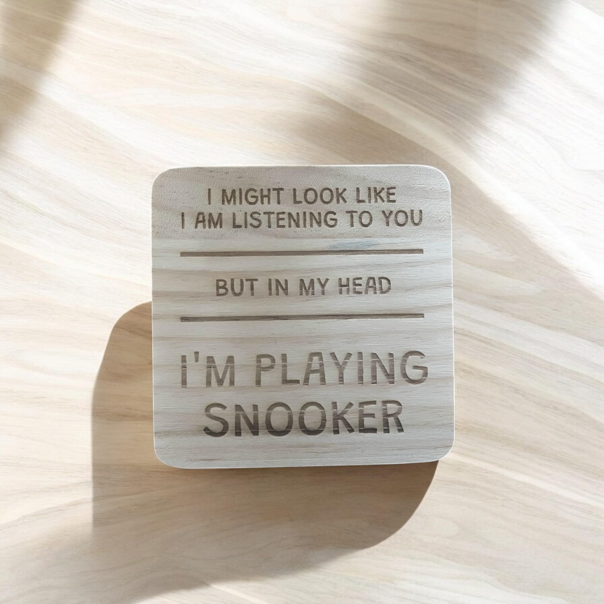 Snooker Coaster – I’d Rather Be Playing Snooker – Engraved Wooden Coaster