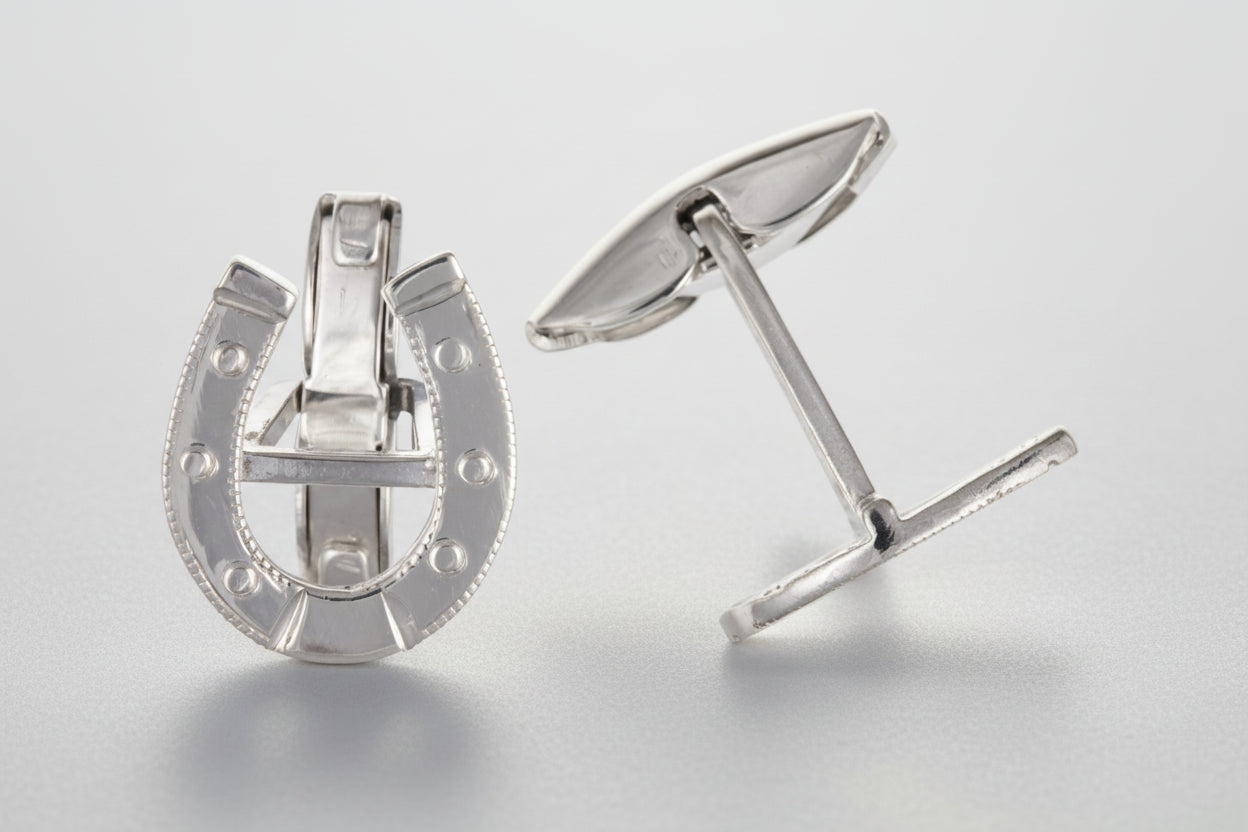 Sterling Silver Lucky Horseshoe Cufflinks - AshtonandFinch