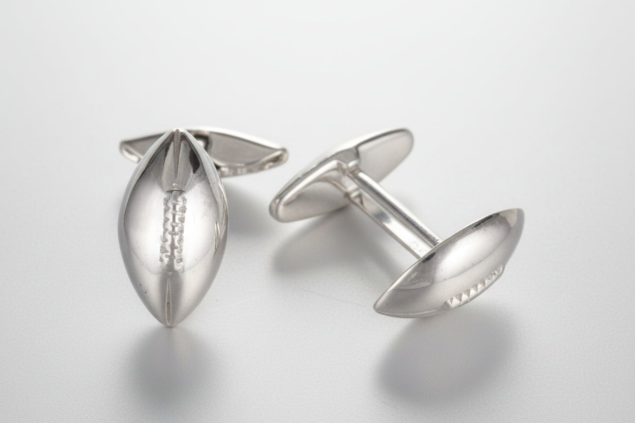 Sterling Silver Rugby Ball Cufflinks - Ashton and Finch