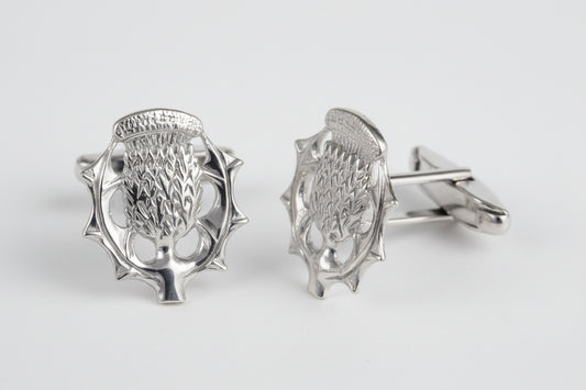 Sterling Silver Scottish Thistle Cufflinks - Ashton and Finch