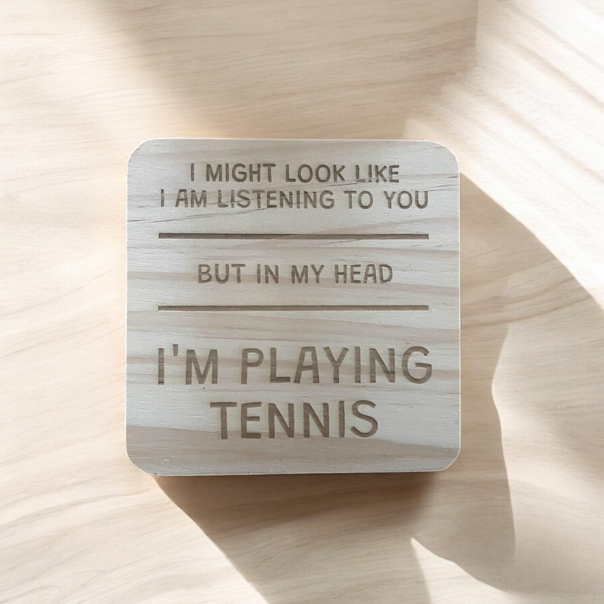 Tennis Coaster Id Rather Be Playing Tennis Engraved Wooden Coaster
