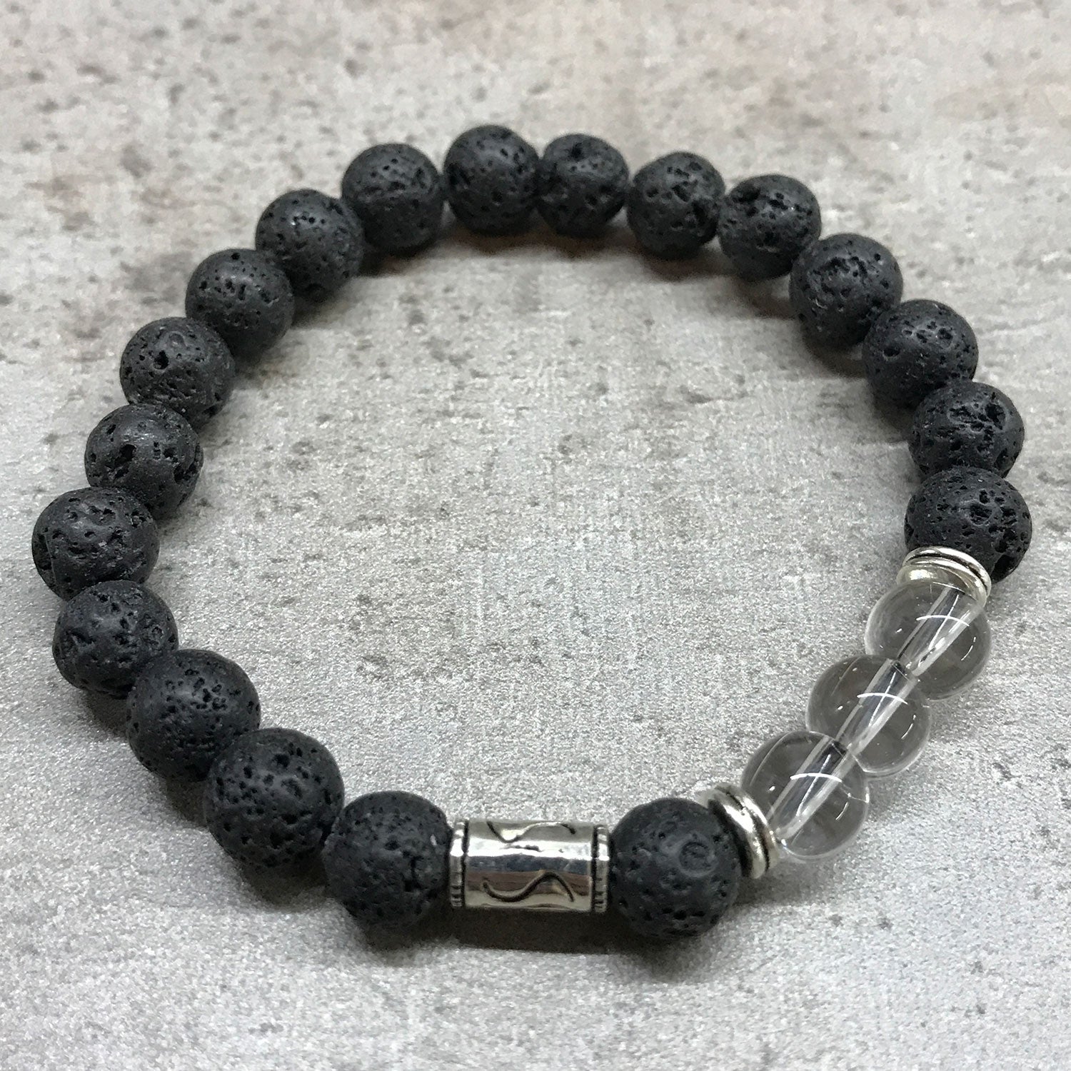 Tribal Rock Quartz Lava Stone Bracelet