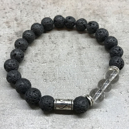 Tribal Rock Quartz Lava Stone Bracelet