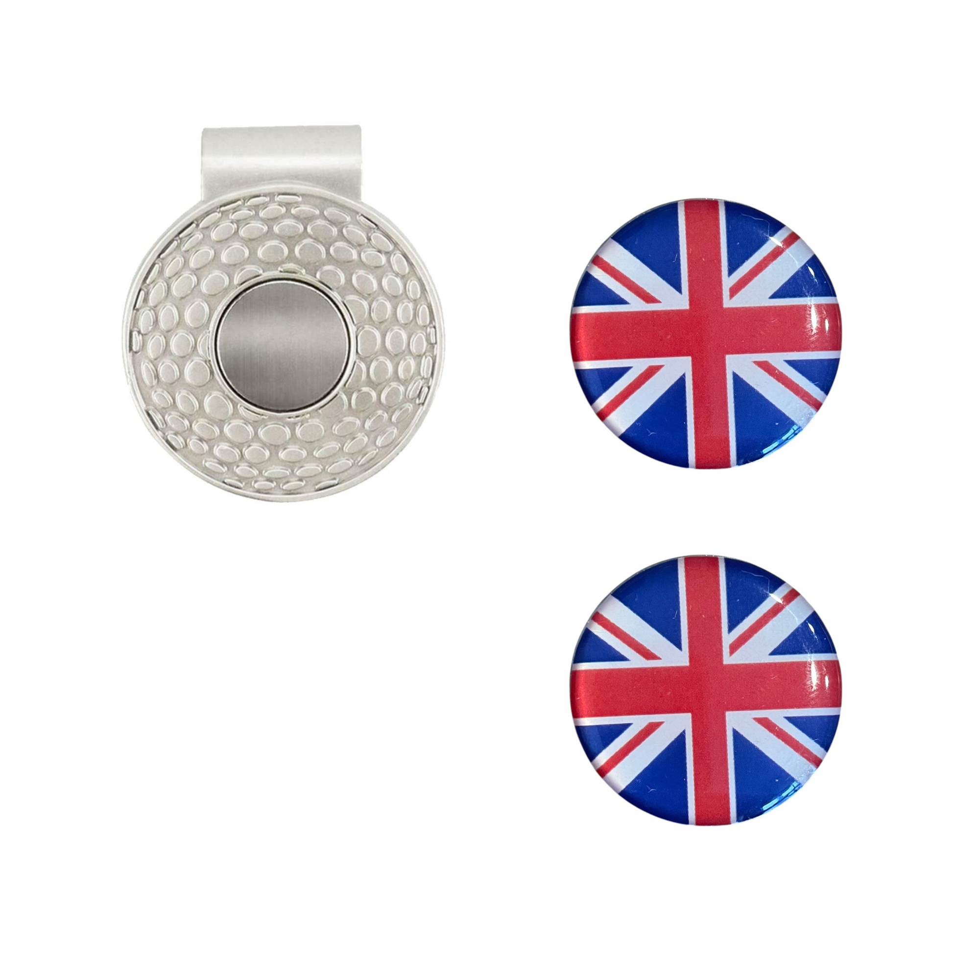 Union Jack Golf Hat Clip with 2 Ball Markers – British Golf Accessories