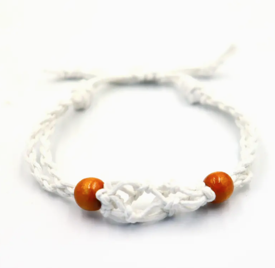White Gemstone Bracelet Cord