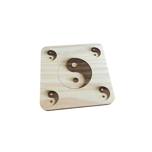 Yin Yang Coaster Engraved Wooden Coaster with Symbol of Balance