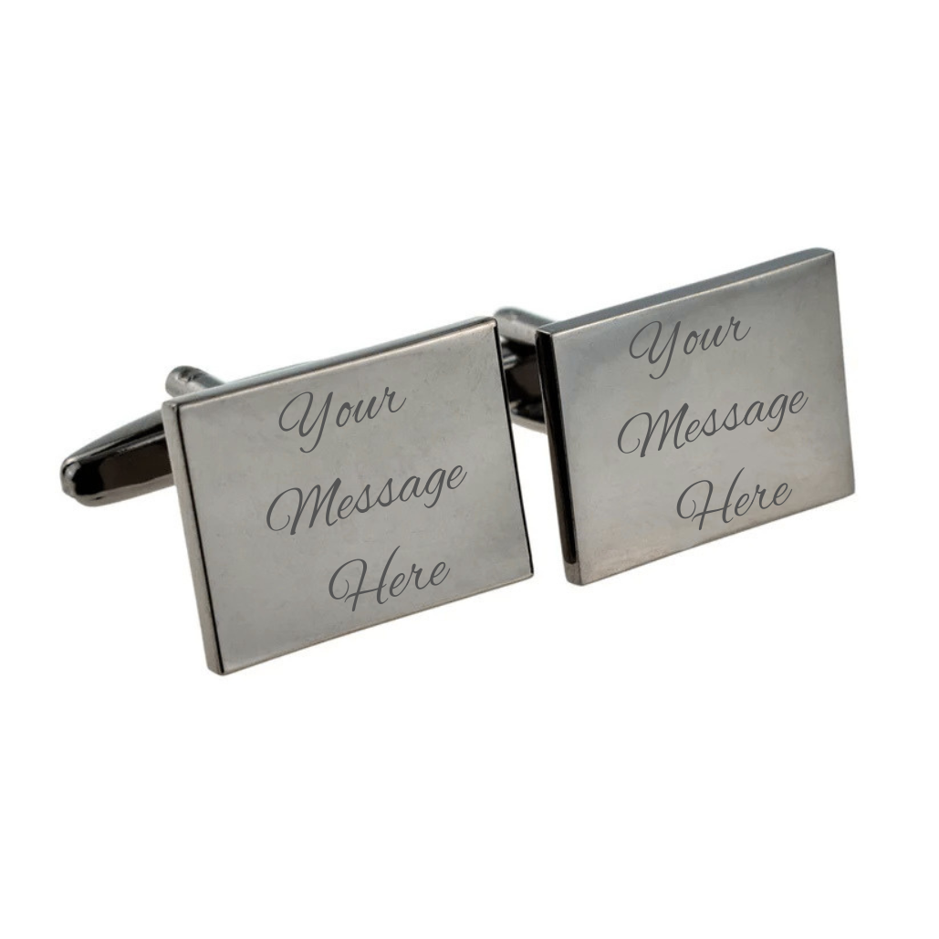 Plain Gunmetal Finish Rectangle Cufflinks Engravable 20 X 15Mm