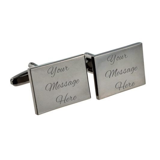 Plain Gunmetal Finish Rectangle Cufflinks Engravable 20 X 15Mm