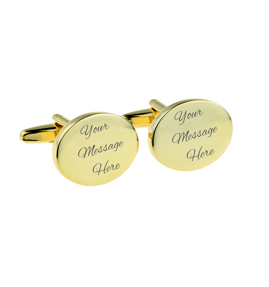 Deluxe Gold Oval Cufflinks Engravable 16 X 3 Mm