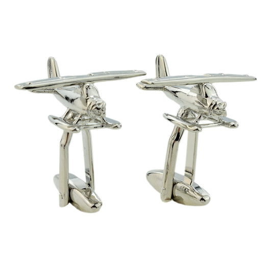 Rhodium Plated Sea Plane Cufflinks | Ashton and Finch