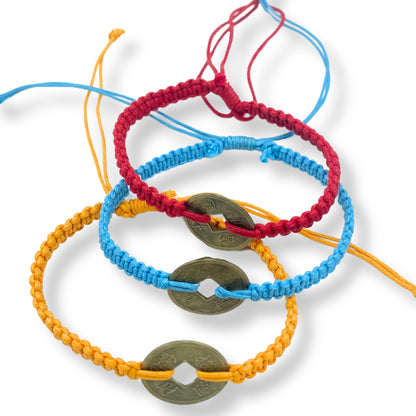 Handmade Friendship Bracelets - Lucky Friends Feng Shui Coin asst