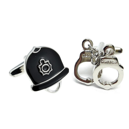 Police Helmet & Handcuffs mixed pair of cufflinks | Ashton and Finch