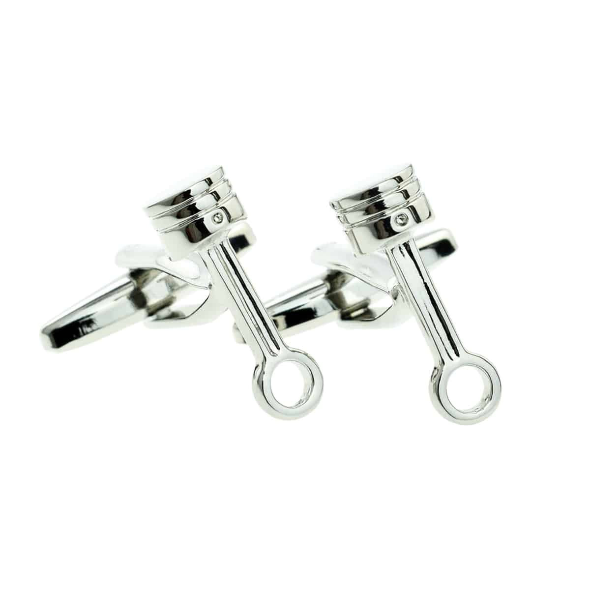 Rhodium Plated Single Piston Design Cufflinks | Ashton and Finch