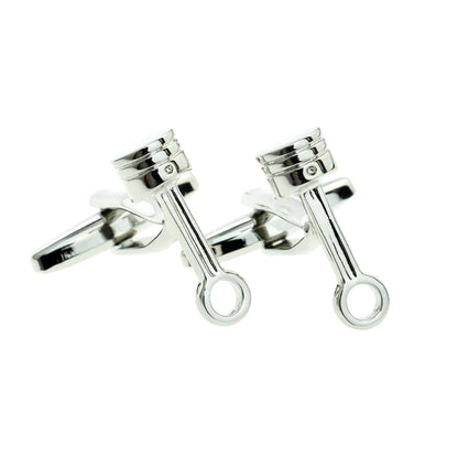 Rhodium Plated Single Piston Design Cufflinks | Ashton and Finch