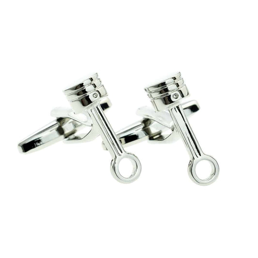 Rhodium Plated Single Piston Design Cufflinks | Ashton and Finch