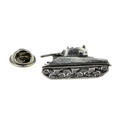 Sherman Tank English Pewter Lapel Pin Badge