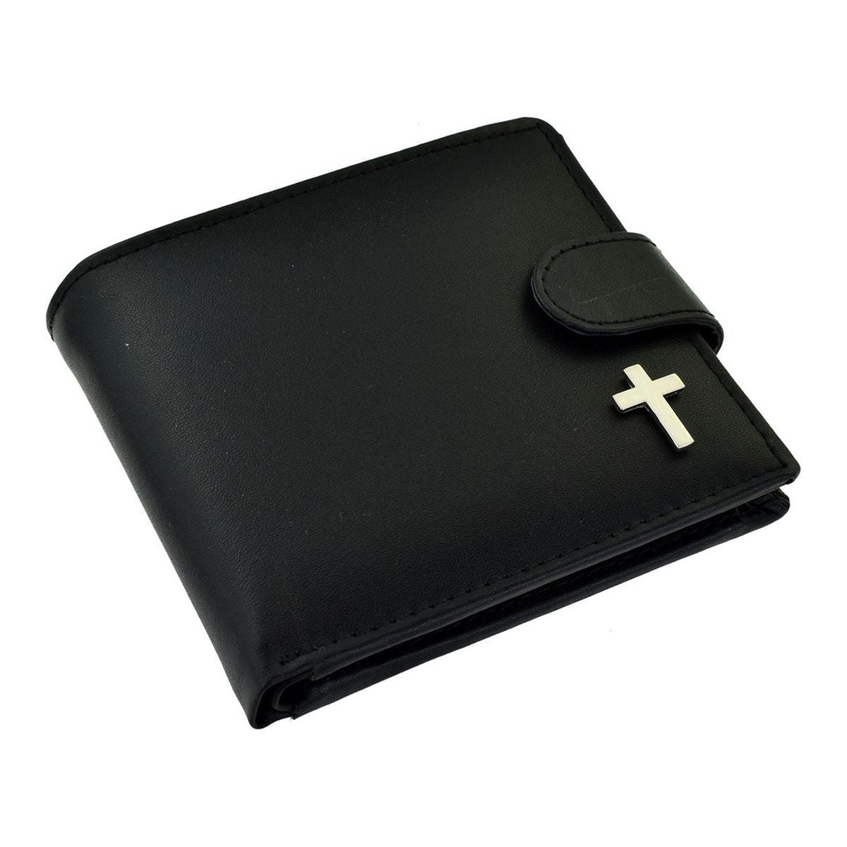 Silver Christian Cross Design Leather Wallet  | Ashton and Finch