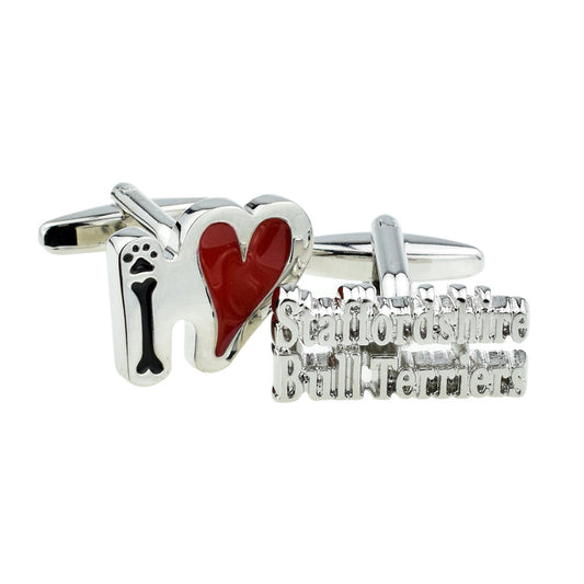 I Love Staffordshire Bull Terriers dog Cufflinks | Ashton and Finch