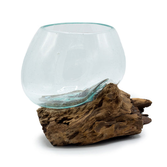 Molten Glass Medium Bowl on Wood