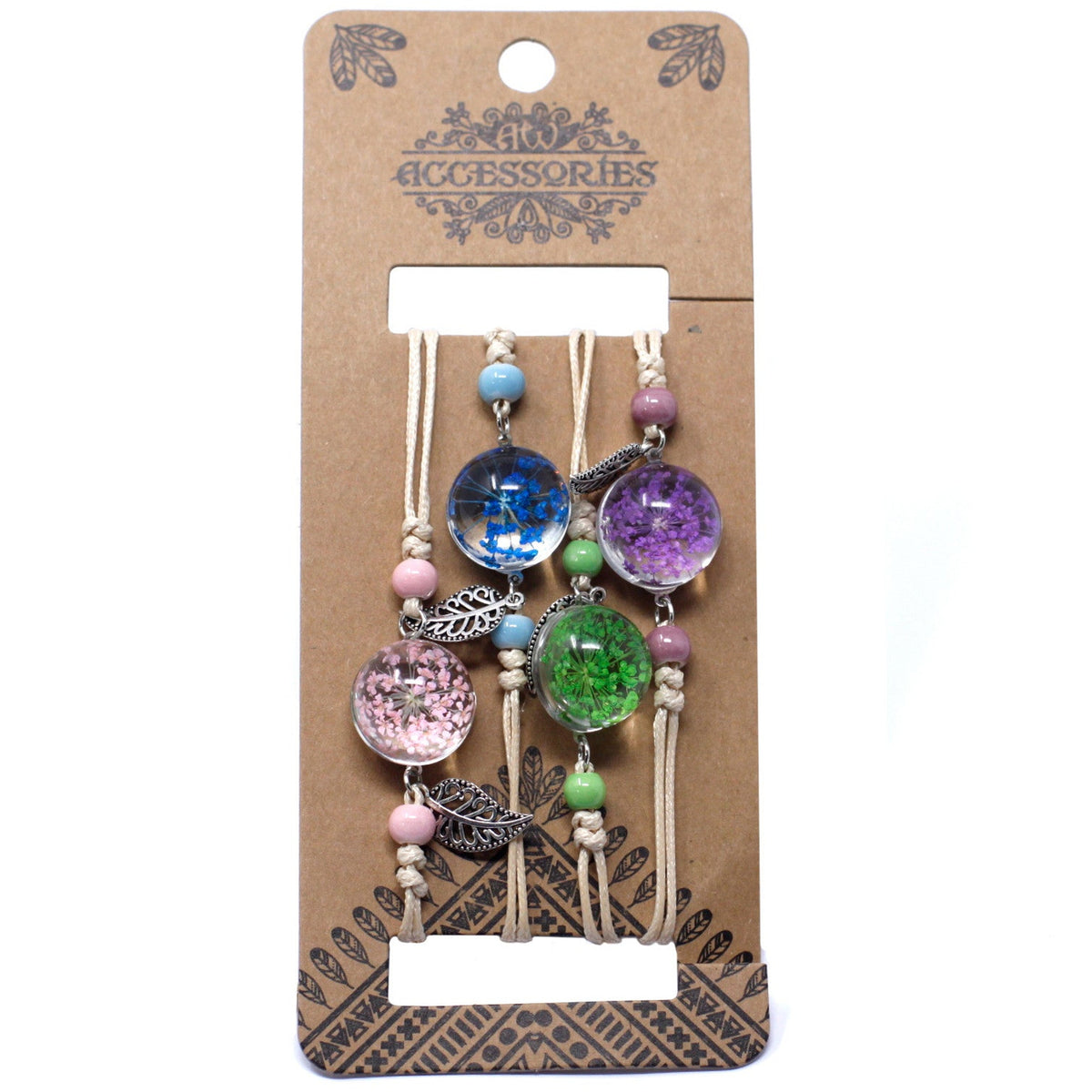 Pressed Flowers Pretty Flower and Leaf Bracelet