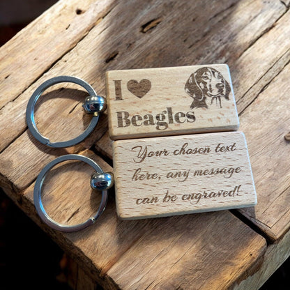 Personalised Wooden Beagle Keyring Dog Lover Gift  | Ashton and Finch