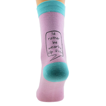 I’d Rather Be Wearing Flip Flops Unisex Pink Turquoise Socks| Ashton and Finch
