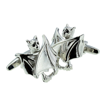 Closed Wings Black Crystal Eyes Bat Cufflinks | Ashton and Finch