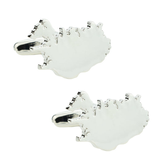 Outline Map of Iceland Rhodium Plated Cufflinks | Ashton and Finch