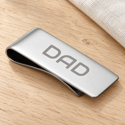 Personalised Dad Money Clip in a muted gift setting