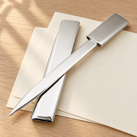 Personalised Silver Plated Letter Opener in a muted gift setting