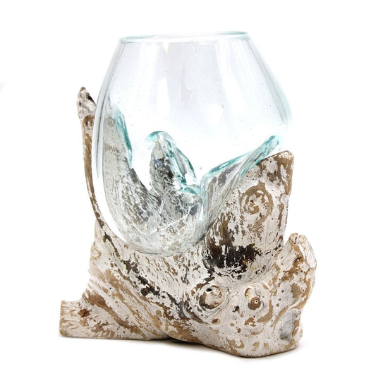 Molten Glass Medium Bowl on Whitewash Wood