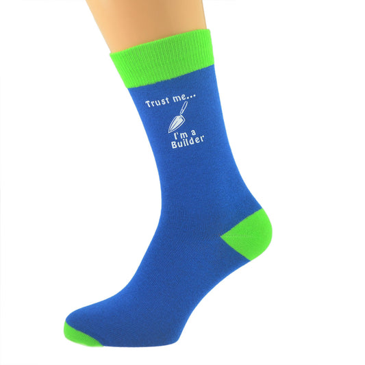 Blue Lime Green Unisex Socks Trust Me I’m A Builder| Ashton and Finch