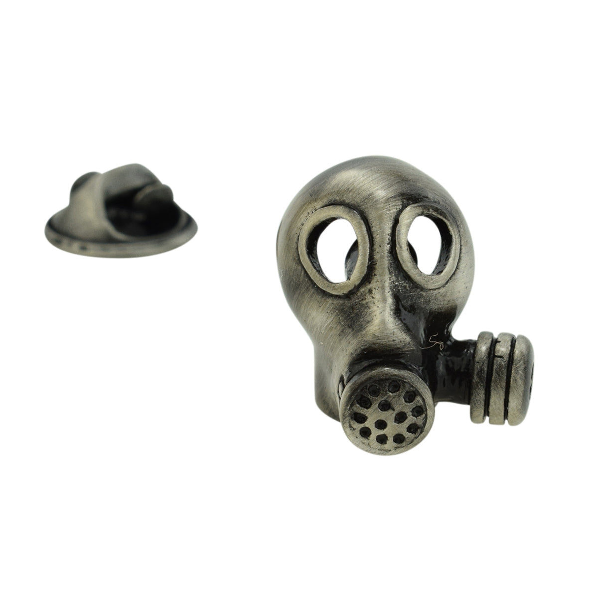Antique Finish Gas Mask Lapel Pin  Badge Steam Punk