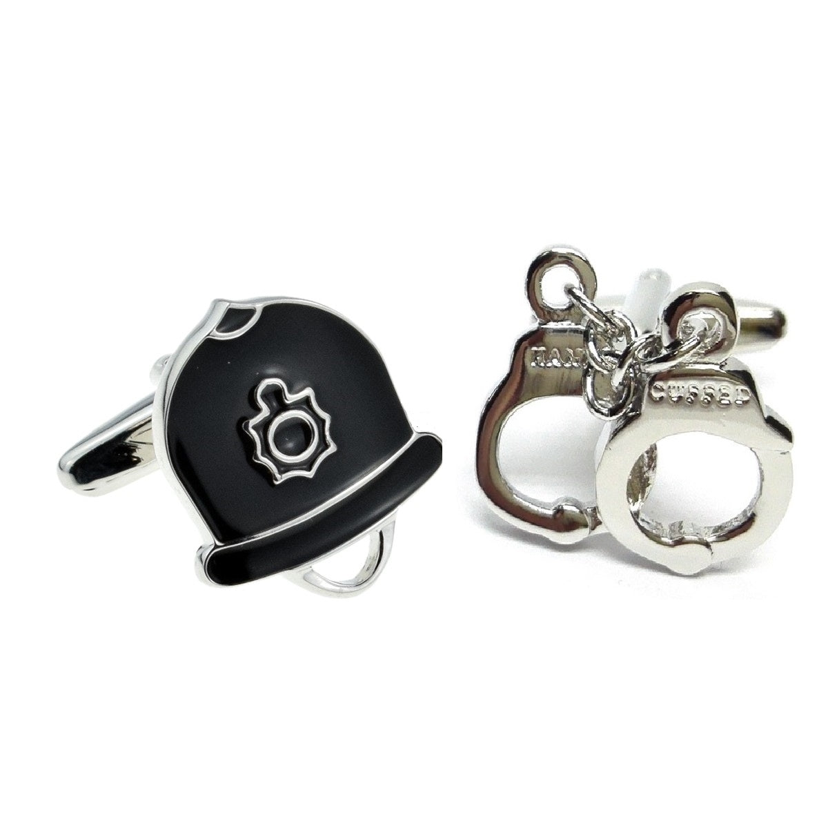 Police Helmet & Handcuffs mixed pair of cufflinks | Ashton and Finch