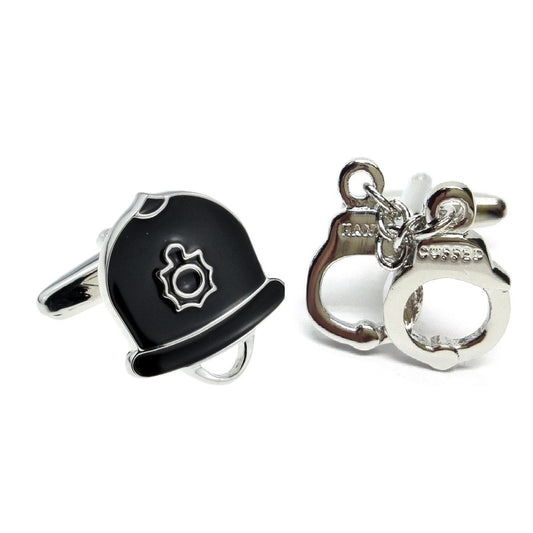 Police Helmet & Handcuffs mixed pair of cufflinks | Ashton and Finch