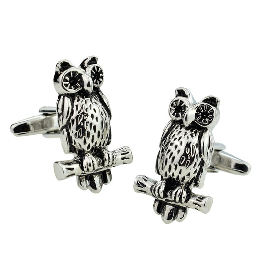Large Owl on a Perch Cufflinks | Ashton and Finch