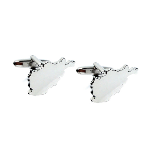 Outline Map of Afghanistan Rhodium Plated Cufflinks | Ashton and Finch