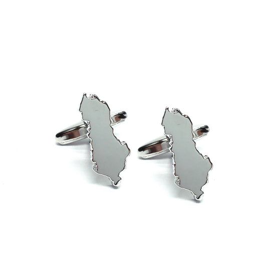 Outline Map of Albania Rhodium Plated Cufflinks | Ashton and Finch