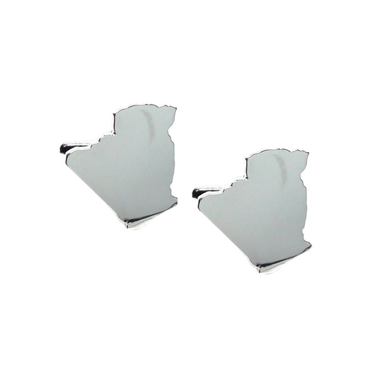 Outline Map of Algeria Rhodium Plated Cufflinks | Ashton and Finch