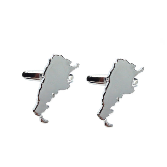 Outline Map of Argentina Rhodium Plated Cufflinks | Ashton and Finch