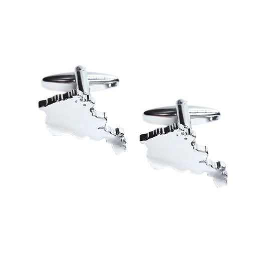 Outline Map of Armenia Rhodium Plated Cufflinks | Ashton and Finch